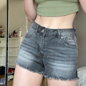 Black washed jean shorts